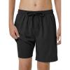 Arshiner Boy’s Swim Trunks with Compression Liner Kids Bathing Suit Beach Swimming Shorts 6-14 Years(Black)