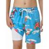 Arshiner Boy’s Swim Trunks with Compression Liner Kids Bathing Suit Beach Swimming Shorts 6-14 Years(Christmas in Hawaii – Blue)