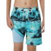 Arshiner Boy’s Swim Trunks with Compression Liner Kids Bathing Suit Beach Swimming Shorts 6-14 Years(Palm Tree – Green/Black)