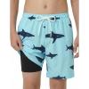 Arshiner Boy’s Swim Trunks with Compression Liner Kids Bathing Suit Beach Swimming Shorts 6-14 Years(Shadow Shark – Green)