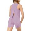 Arshiner Girls 2 Piece Outfits Summer Clothes Sleeveless Pullover Open Back Tank Tops and Biker Shorts Kids Athletic Sets(Purple)