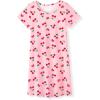 Arshiner Girls Nightgowns Summer Soft Cute Cartoon Print Pajama Sleep Dress for Kids 4-12 Years(Pink Cherry Bow)