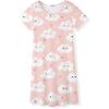 Arshiner Girls Nightgowns Summer Soft Cute Cartoon Print Pajama Sleep Dress for Kids 4-12 Years(Pink Clouds)
