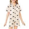 Arshiner Girls Pajamas Sets Short Sleeve Kids Pjs Button Down Sleepwear for 4-13Y(Black Bow)