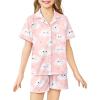 Arshiner Girls Pajamas Sets Short Sleeve Kids Pjs Button Down Sleepwear for 4-13Y(Pink Clouds)