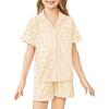 Arshiner Girls Pajamas Sets Short Sleeve Kids Pjs Button Down Sleepwear for 4-13Y(Yellow Flowers)