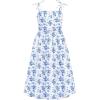 Arshiner Girls Summer Dress Maxi Spaghetti Strap Ruched Flowy Beach Boho Casual Teen Girl Sundress 6-14 Years(Blue Floral)