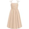 Arshiner Girls Summer Dress Maxi Spaghetti Strap Ruched Flowy Beach Boho Casual Teen Girl Sundress 6-14 Years(Champagne)