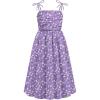 Arshiner Girls Summer Dress Maxi Spaghetti Strap Ruched Flowy Beach Boho Casual Teen Girl Sundress 6-14 Years(Purple Floral)