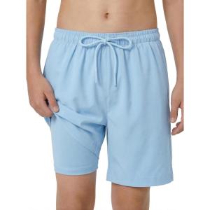 Arshiner Boy’s Swim Trunks with Compression Liner Kids Bathing Suit Beach Swimming Shorts 6-14 Years(Light Blue)