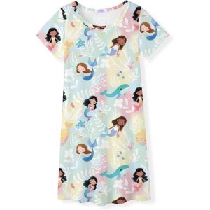 Arshiner Girls Nightgowns Summer Soft Cute Cartoon Print Pajama Sleep Dress for Kids 4-12 Years(Colorful Ocean)