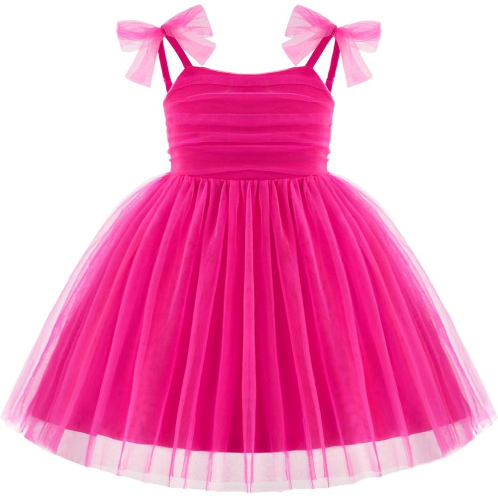 image:imageArshiner Toddler Tulle Dress Girls Spaghetti Strap Birthday Princess Photoshoot Tutu DressesHot Pink