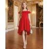 Arshiner Girls Summer Dress Off Shoulder Flutter Sleeve Midi Swing Cassual Formal Dresses with Pocket(Bright Red)
