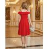 Arshiner Girls Summer Dress Off Shoulder Flutter Sleeve Midi Swing Cassual Formal Dresses with Pocket(Bright Red)