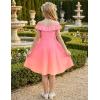 Arshiner Girls Summer Dress Off Shoulder Flutter Sleeve Midi Swing Cassual Formal Dresses with Pocket(Pink Orange Gradient)