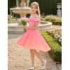 Arshiner Girls Summer Dress Off Shoulder Flutter Sleeve Midi Swing Cassual Formal Dresses with Pocket(Pink Orange Gradient)