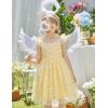 Arshiner Toddler Tulle Dress Girls Spaghetti Strap Birthday Princess Photoshoot Tutu Dresses(Yellow Daisy)