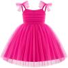 Arshiner Toddler Tulle Dress Girls Spaghetti Strap Birthday Princess Photoshoot Tutu Dresses(Hot Pink)
