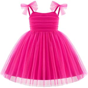 Arshiner Toddler Tulle Dress Girls Spaghetti Strap Birthday Princess Photoshoot Tutu Dresses(Hot Pink)