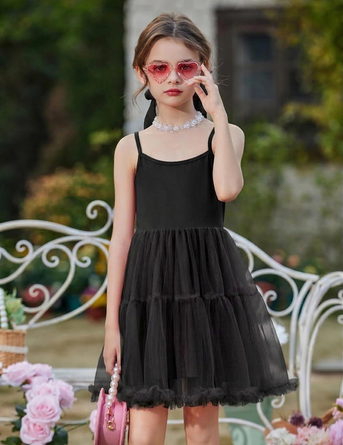 image:imageArshiner Toddler Baby Girl Birthday Princess Dress Girls Spaghetti Strap Tulle Tutu Dresses Summer Mini Sundress 18YBlack