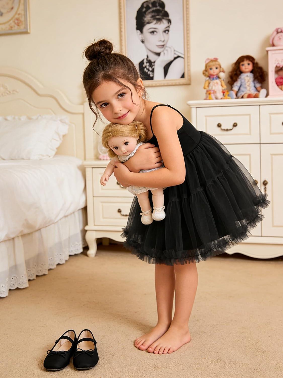 image:imageArshiner Toddler Baby Girl Birthday Princess Dress Girls Spaghetti Strap Tulle Tutu Dresses Summer Mini Sundress 18YBlack