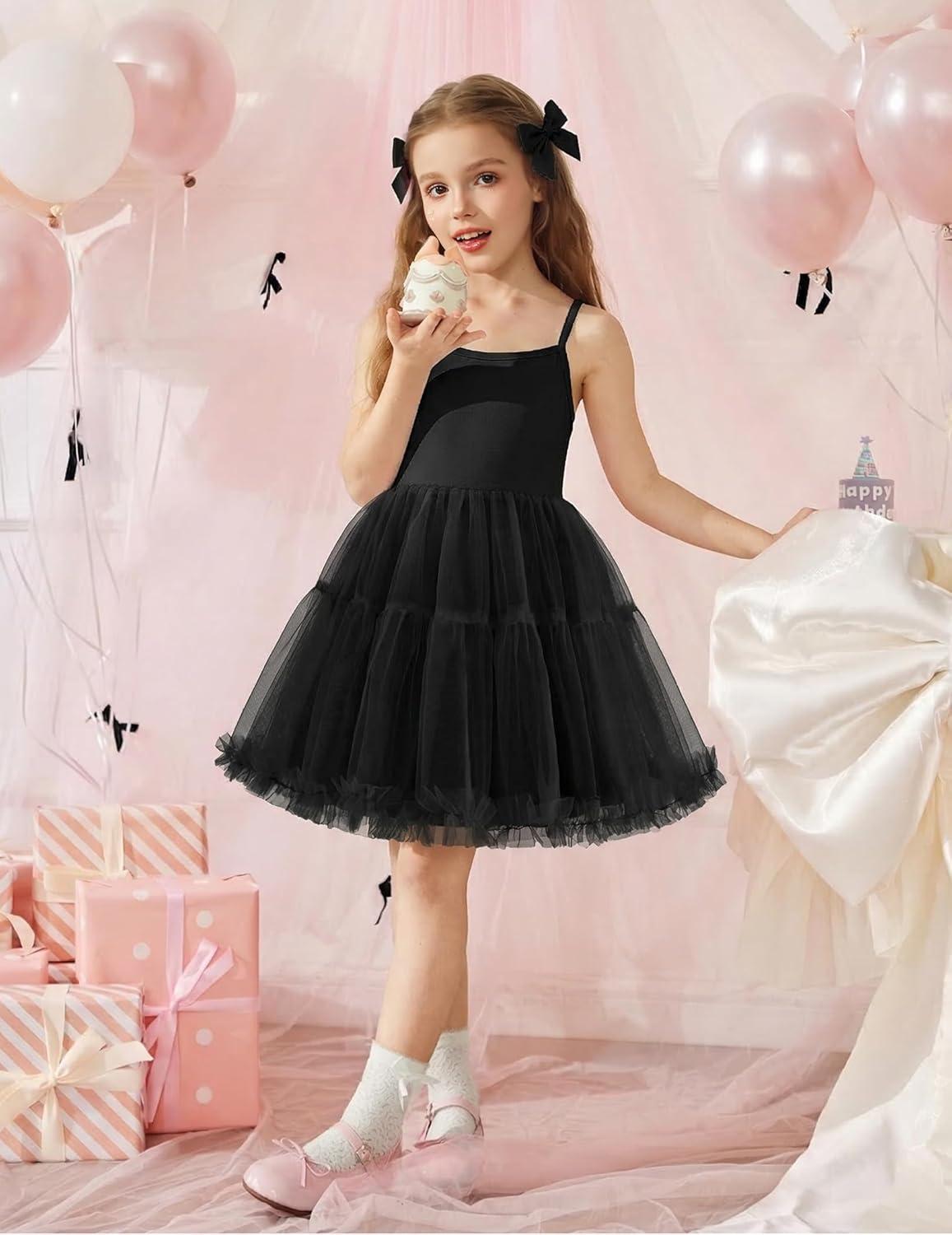 image:imageArshiner Toddler Baby Girl Birthday Princess Dress Girls Spaghetti Strap Tulle Tutu Dresses Summer Mini Sundress 18YBlack
