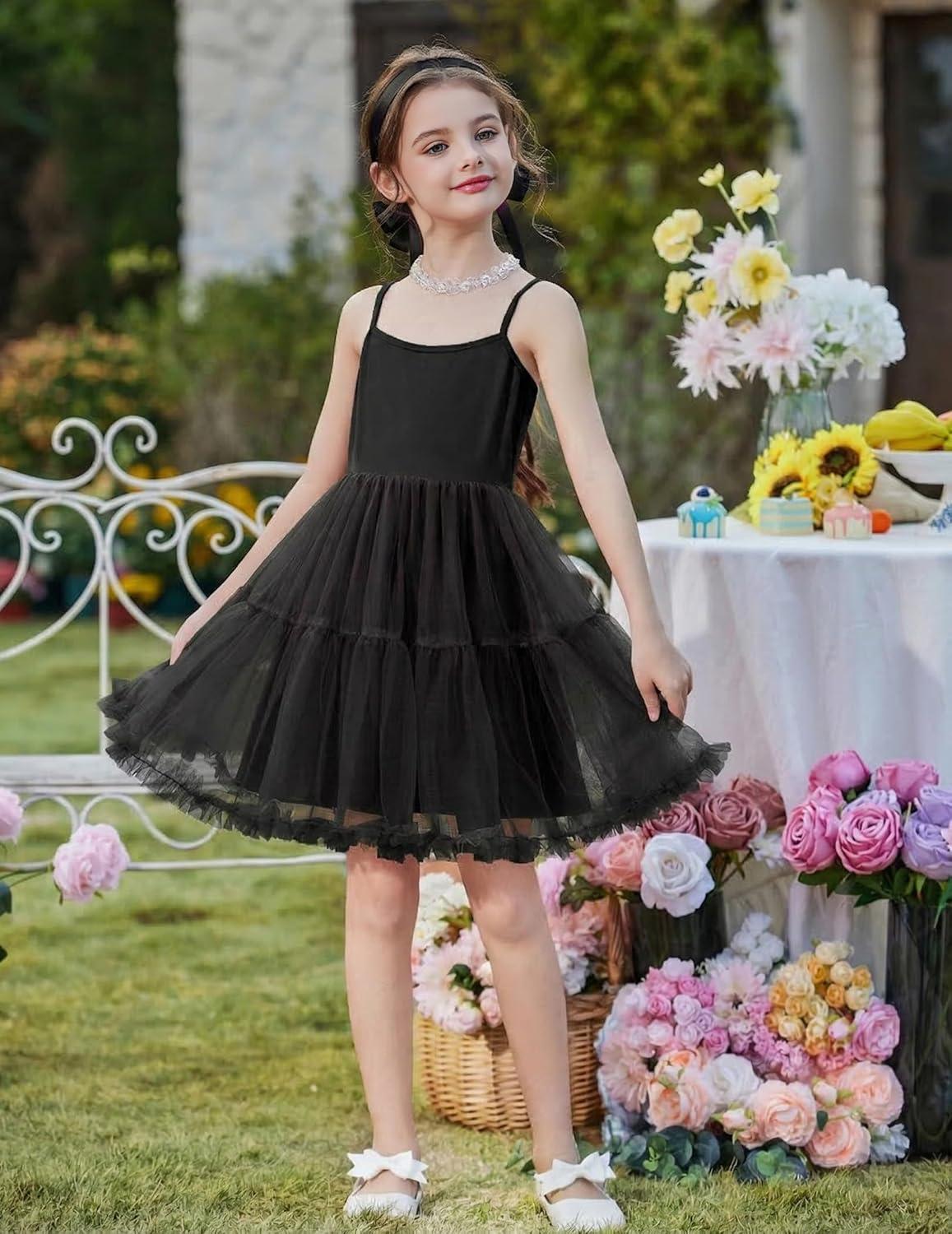 image:imageArshiner Toddler Baby Girl Birthday Princess Dress Girls Spaghetti Strap Tulle Tutu Dresses Summer Mini Sundress 18YBlack