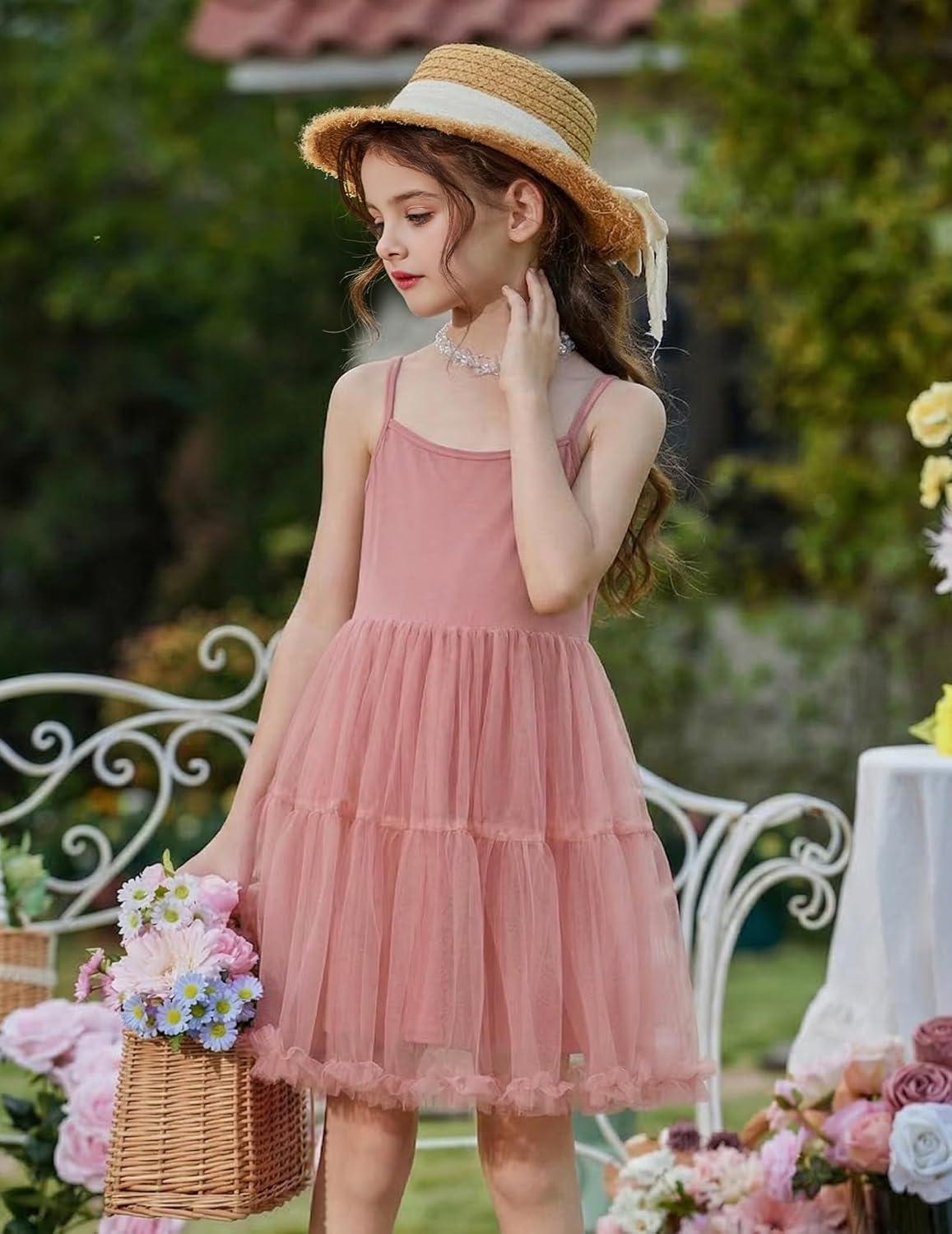 image:imageArshiner Toddler Baby Girl Birthday Princess Dress Girls Spaghetti Strap Tulle Tutu Dresses Summer Mini Sundress 18YDusty Pink Dot Tulle