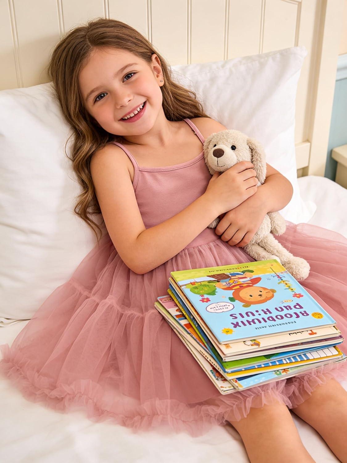 image:imageArshiner Toddler Baby Girl Birthday Princess Dress Girls Spaghetti Strap Tulle Tutu Dresses Summer Mini Sundress 18YDusty Pink Dot Tulle