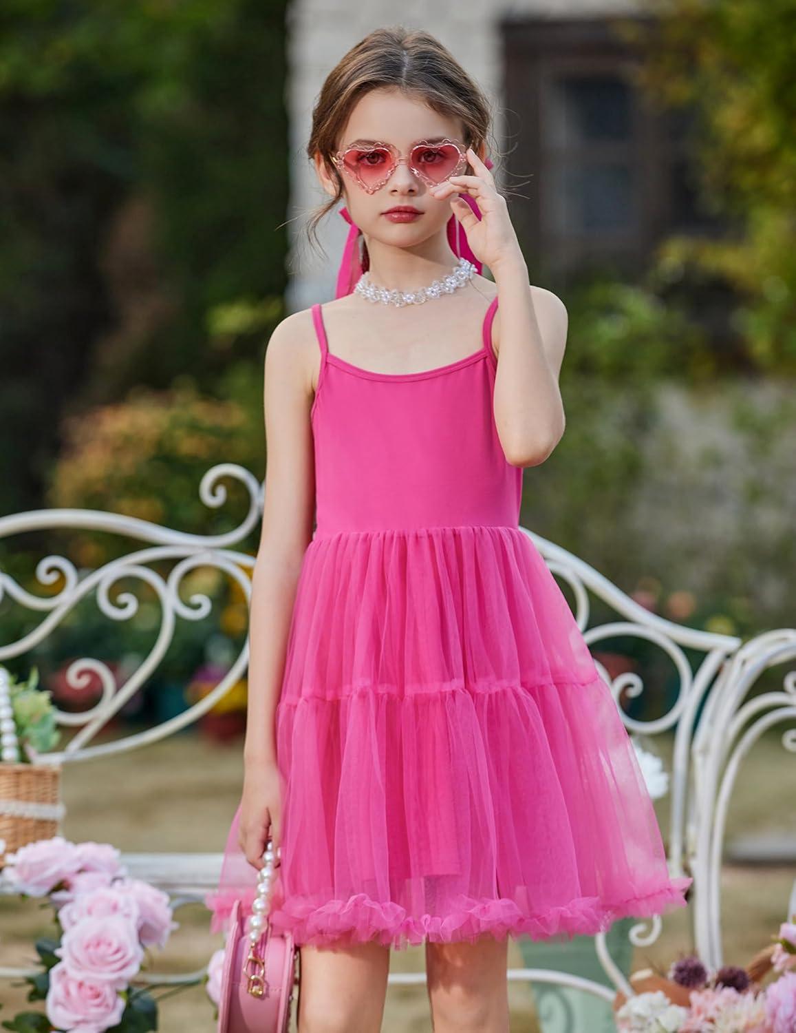 image:imageArshiner Toddler Baby Girl Birthday Princess Dress Girls Spaghetti Strap Tulle Tutu Dresses Summer Mini Sundress 18YHot Pink
