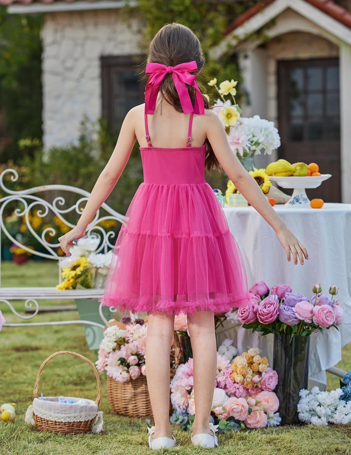 image:imageArshiner Toddler Baby Girl Birthday Princess Dress Girls Spaghetti Strap Tulle Tutu Dresses Summer Mini Sundress 18YHot Pink