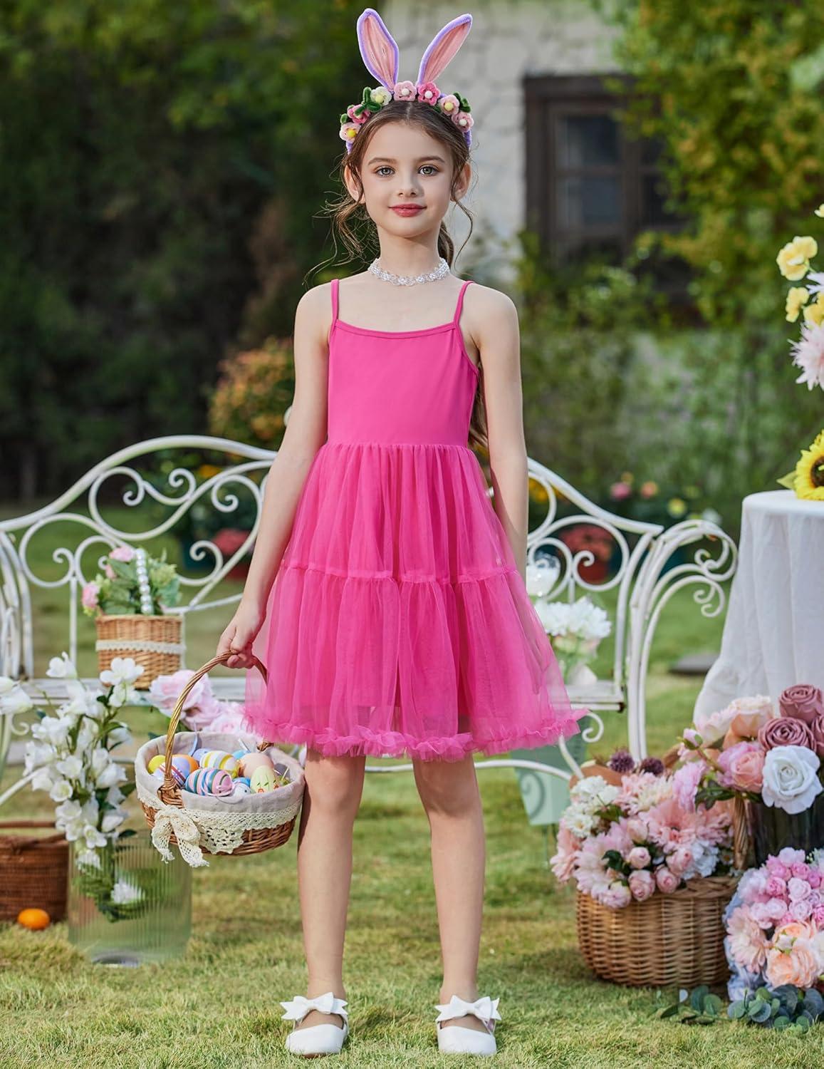 image:imageArshiner Toddler Baby Girl Birthday Princess Dress Girls Spaghetti Strap Tulle Tutu Dresses Summer Mini Sundress 18YHot Pink