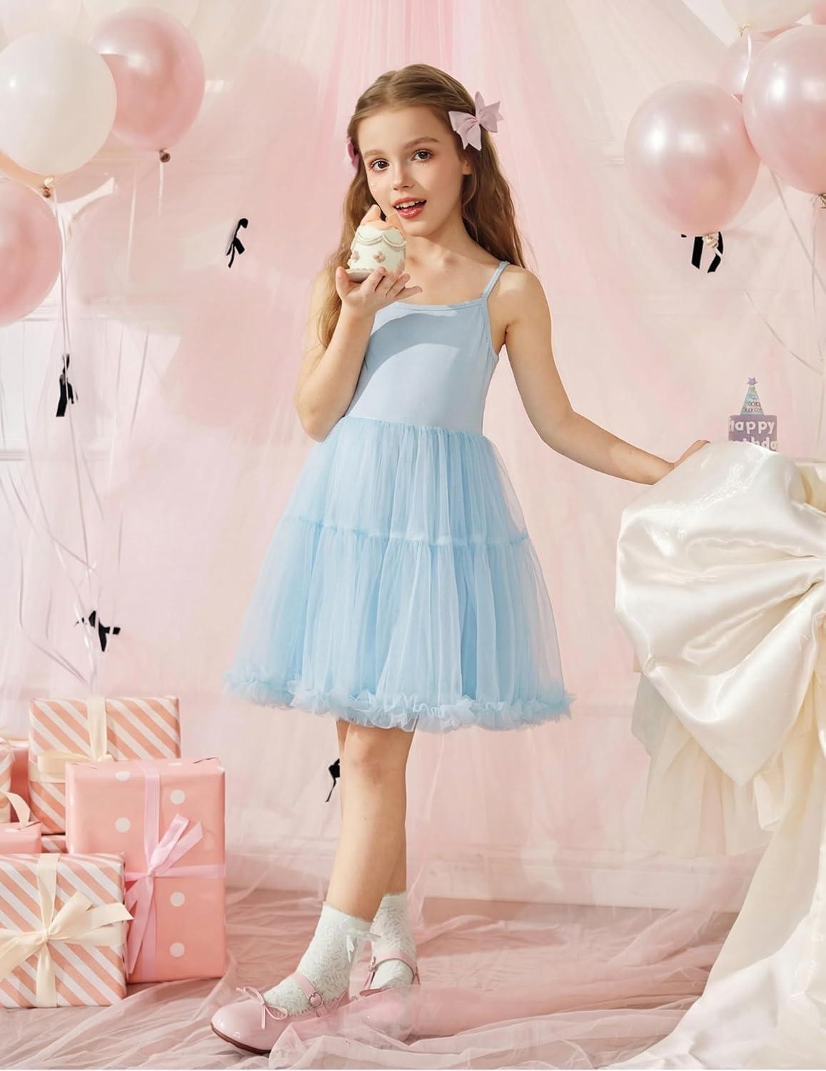image:imageArshiner Toddler Baby Girl Birthday Princess Dress Girls Spaghetti Strap Tulle Tutu Dresses Summer Mini Sundress 18YLight Blue