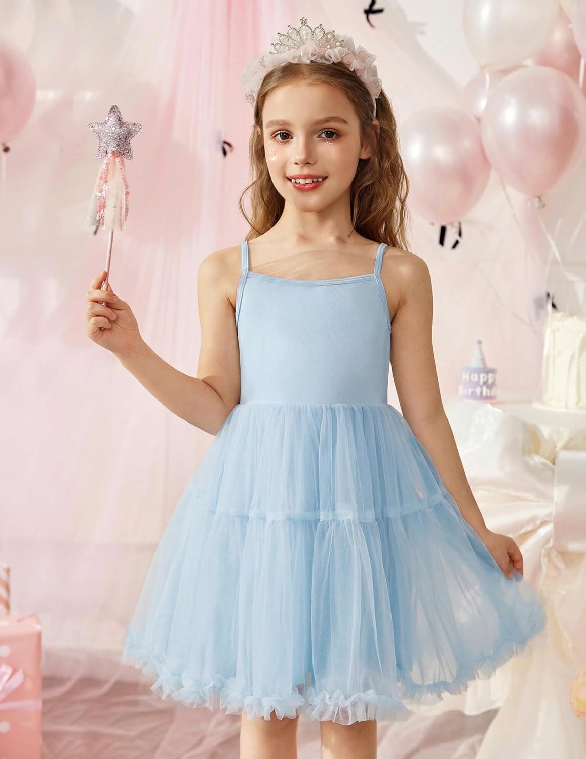 image:imageArshiner Toddler Baby Girl Birthday Princess Dress Girls Spaghetti Strap Tulle Tutu Dresses Summer Mini Sundress 18YLight Blue