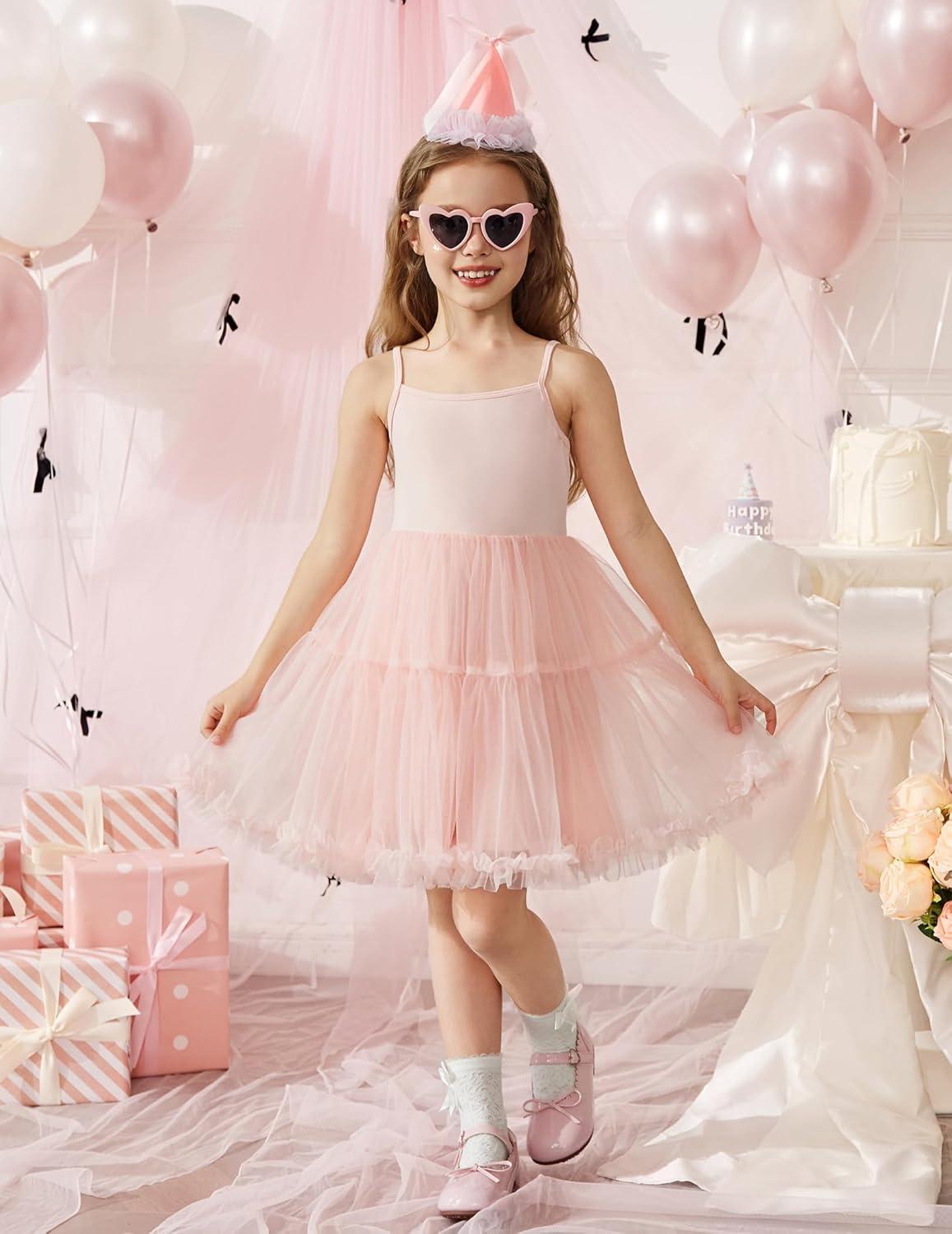 image:imageArshiner Toddler Baby Girl Birthday Princess Dress Girls Spaghetti Strap Tulle Tutu Dresses Summer Mini Sundress 18YLight Pink