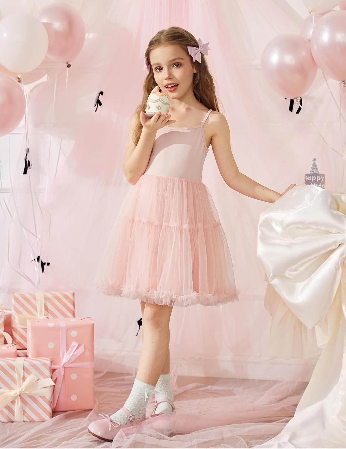image:imageArshiner Toddler Baby Girl Birthday Princess Dress Girls Spaghetti Strap Tulle Tutu Dresses Summer Mini Sundress 18YLight Pink