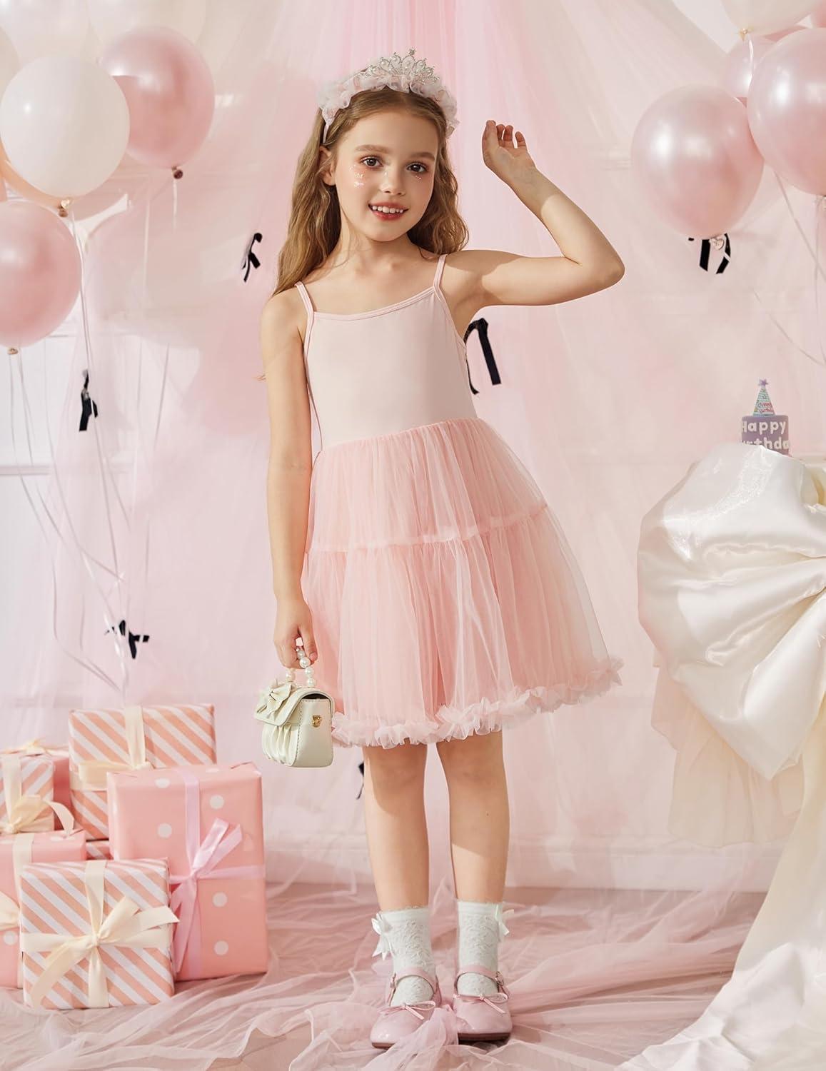 image:imageArshiner Toddler Baby Girl Birthday Princess Dress Girls Spaghetti Strap Tulle Tutu Dresses Summer Mini Sundress 18YLight Pink