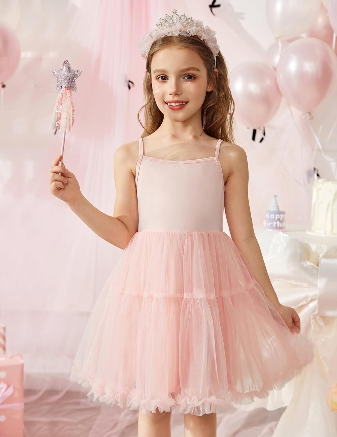 image:imageArshiner Toddler Baby Girl Birthday Princess Dress Girls Spaghetti Strap Tulle Tutu Dresses Summer Mini Sundress 18YLight Pink