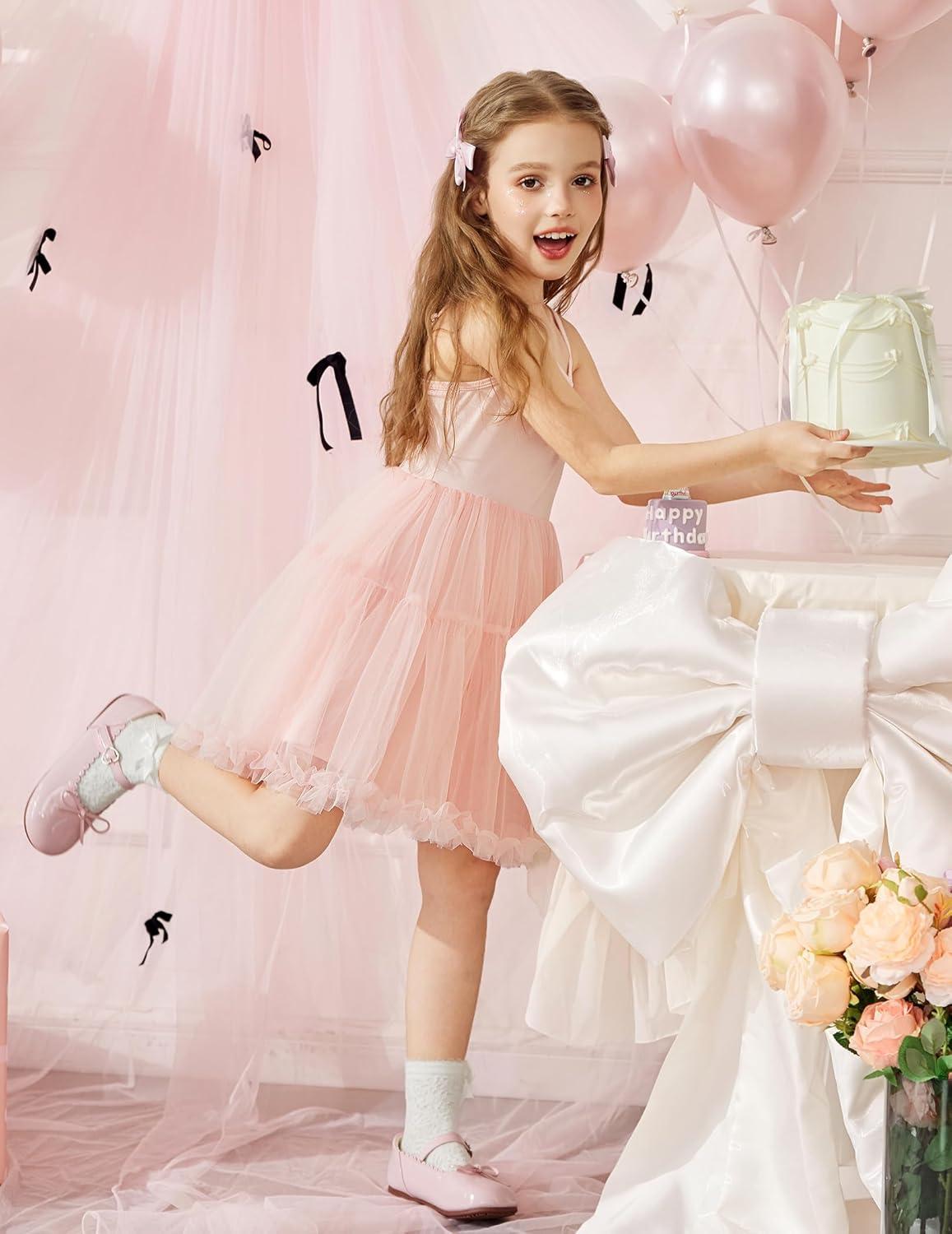 image:imageArshiner Toddler Baby Girl Birthday Princess Dress Girls Spaghetti Strap Tulle Tutu Dresses Summer Mini Sundress 18YLight Pink