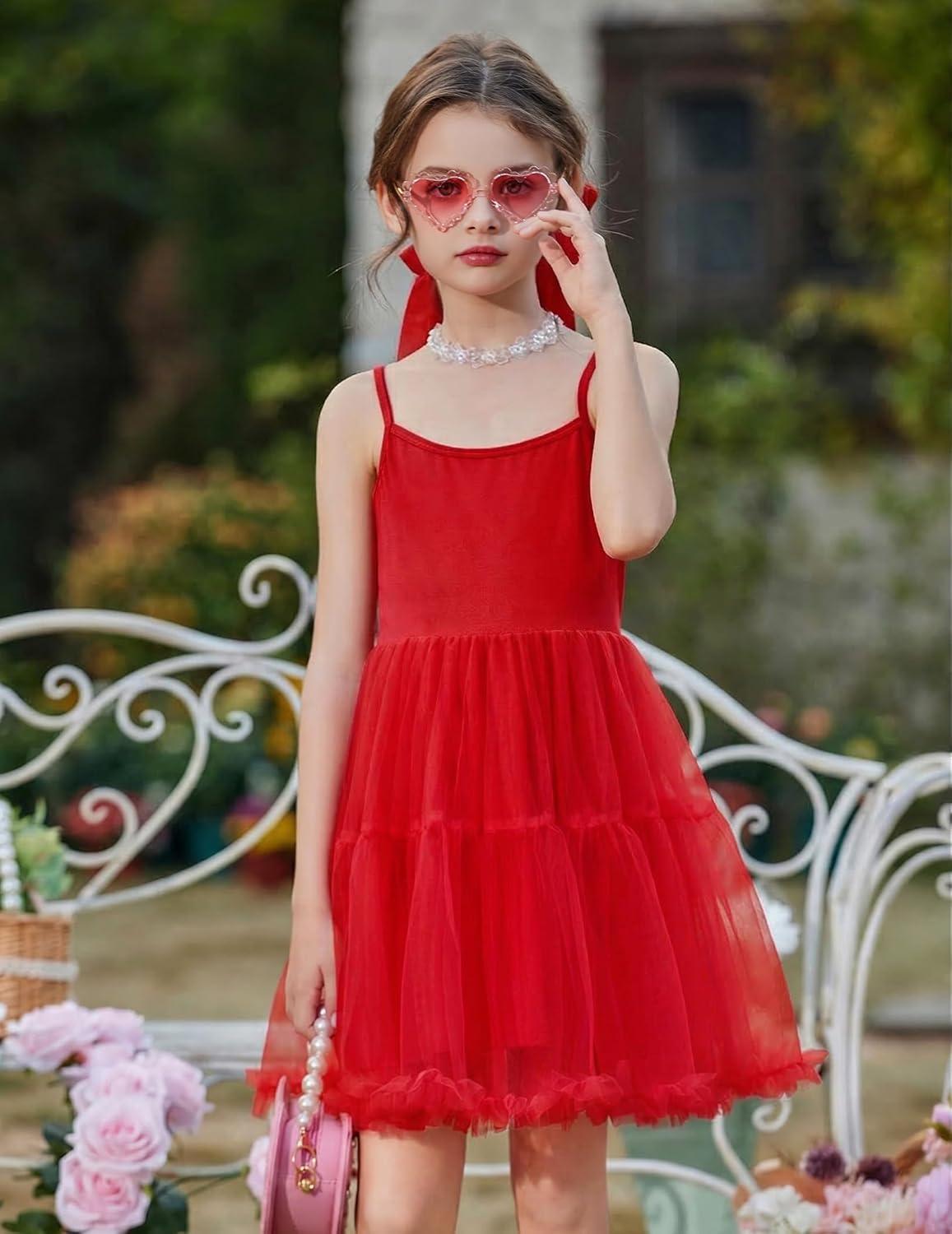 image:imageArshiner Toddler Baby Girl Birthday Princess Dress Girls Spaghetti Strap Tulle Tutu Dresses Summer Mini Sundress 18YRed