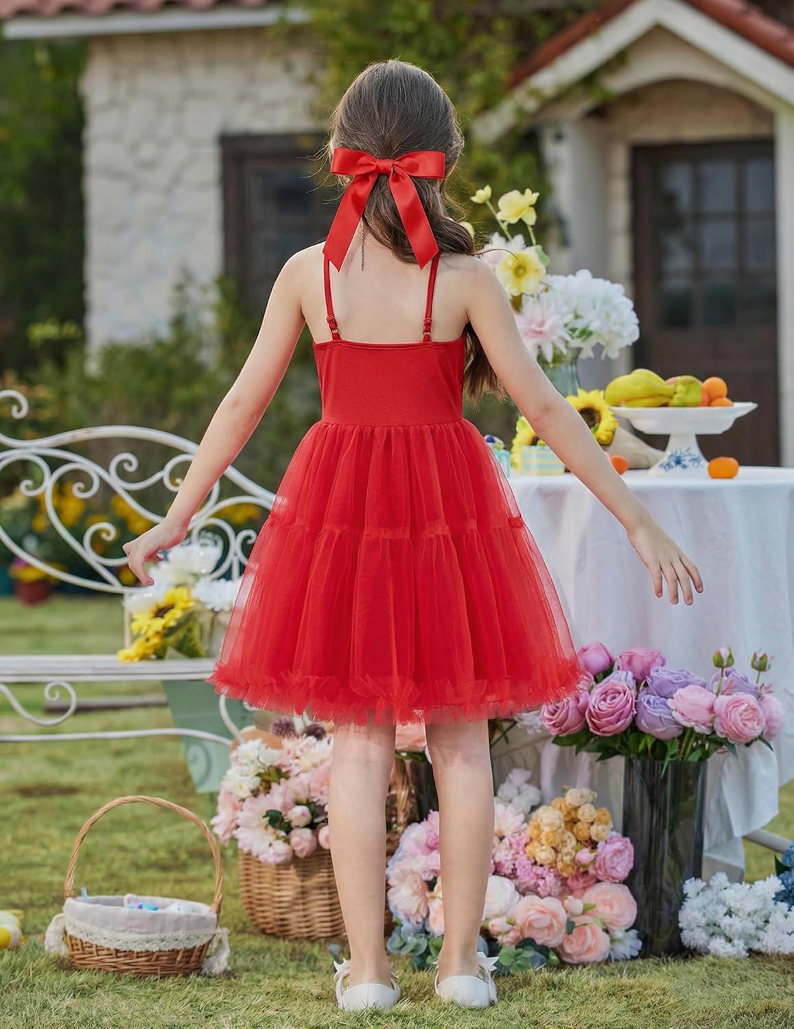 image:imageArshiner Toddler Baby Girl Birthday Princess Dress Girls Spaghetti Strap Tulle Tutu Dresses Summer Mini Sundress 18YRed
