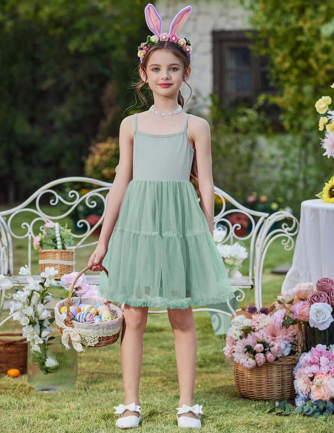 image:imageArshiner Toddler Baby Girl Birthday Princess Dress Girls Spaghetti Strap Tulle Tutu Dresses Summer Mini Sundress 18YSage Green
