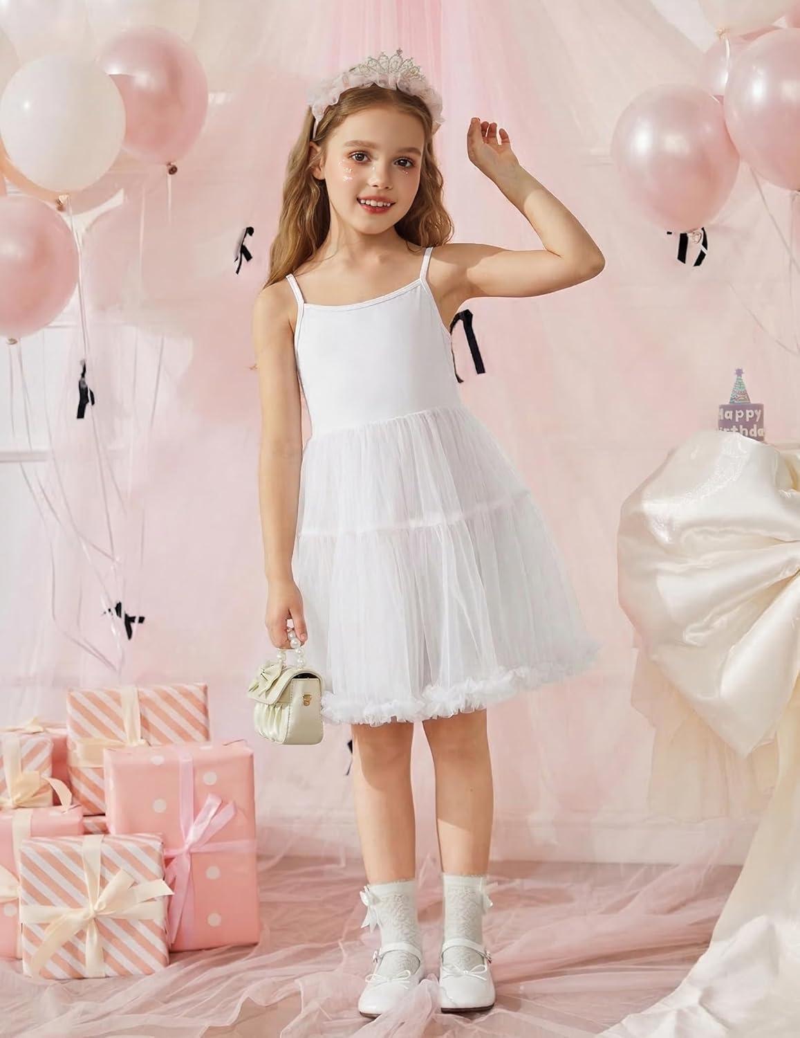 image:imageArshiner Toddler Baby Girl Birthday Princess Dress Girls Spaghetti Strap Tulle Tutu Dresses Summer Mini Sundress 18YWhite
