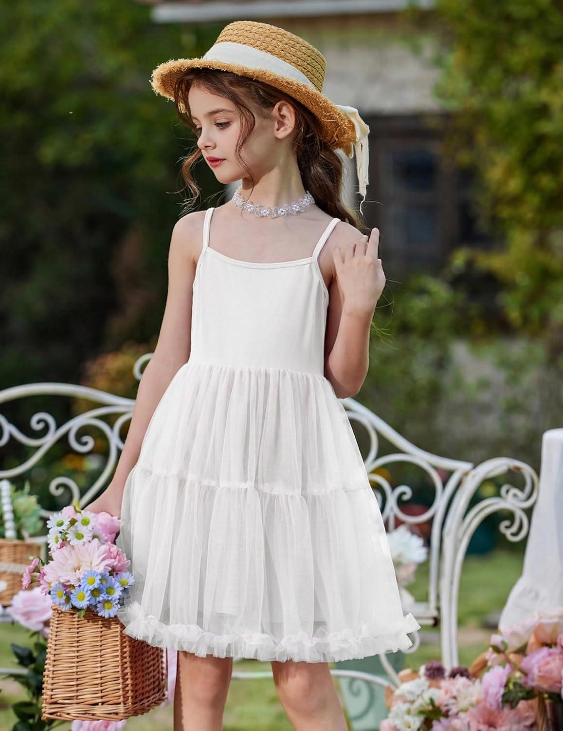 image:imageArshiner Toddler Baby Girl Birthday Princess Dress Girls Spaghetti Strap Tulle Tutu Dresses Summer Mini Sundress 18YWhite