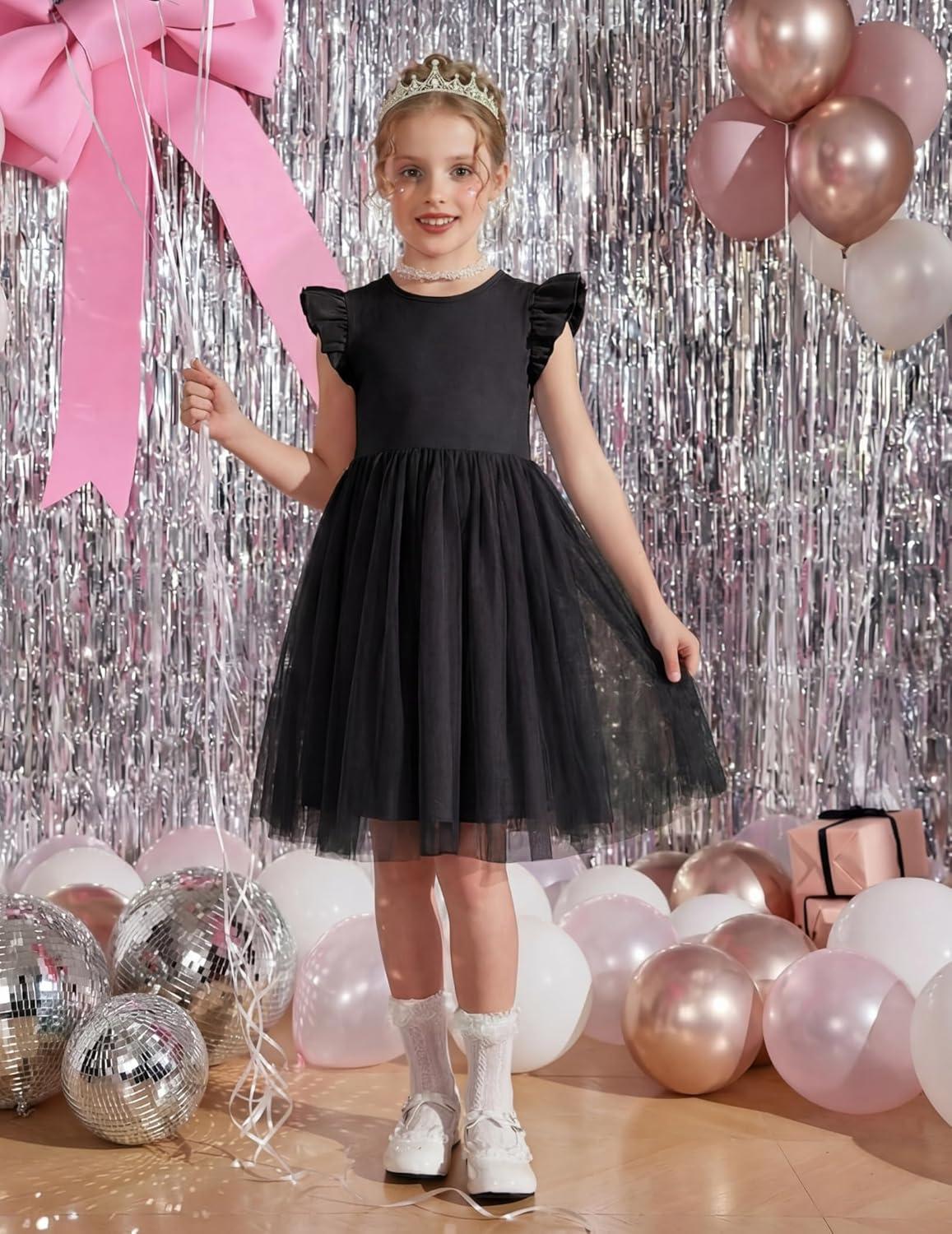 image:imageArshiner Toddler Flower Girl Dress VBack Bowknot Birthday Party Formal Ball Gown Prom Tulle DressesBlack