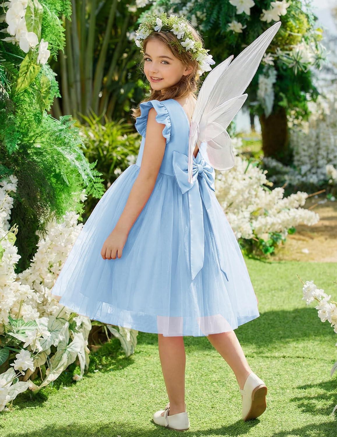 image:imageArshiner Toddler Flower Girl Dress VBack Bowknot Birthday Party Formal Ball Gown Prom Tulle DressesBlue