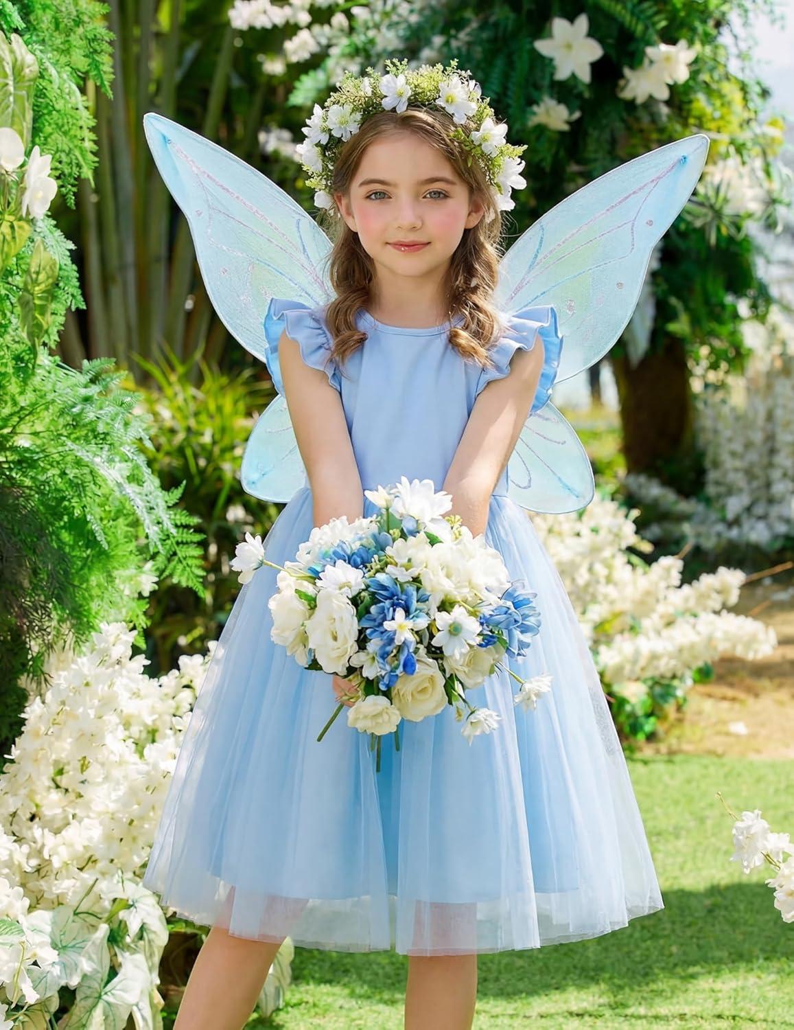 image:imageArshiner Toddler Flower Girl Dress VBack Bowknot Birthday Party Formal Ball Gown Prom Tulle DressesBlue