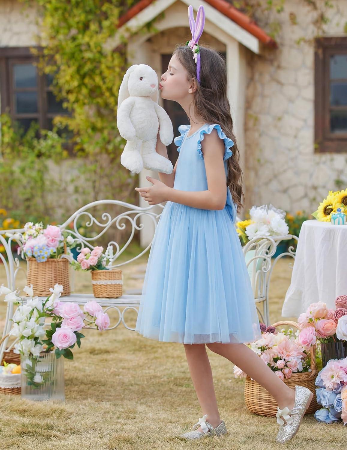 image:imageArshiner Toddler Flower Girl Dress VBack Bowknot Birthday Party Formal Ball Gown Prom Tulle DressesBlue