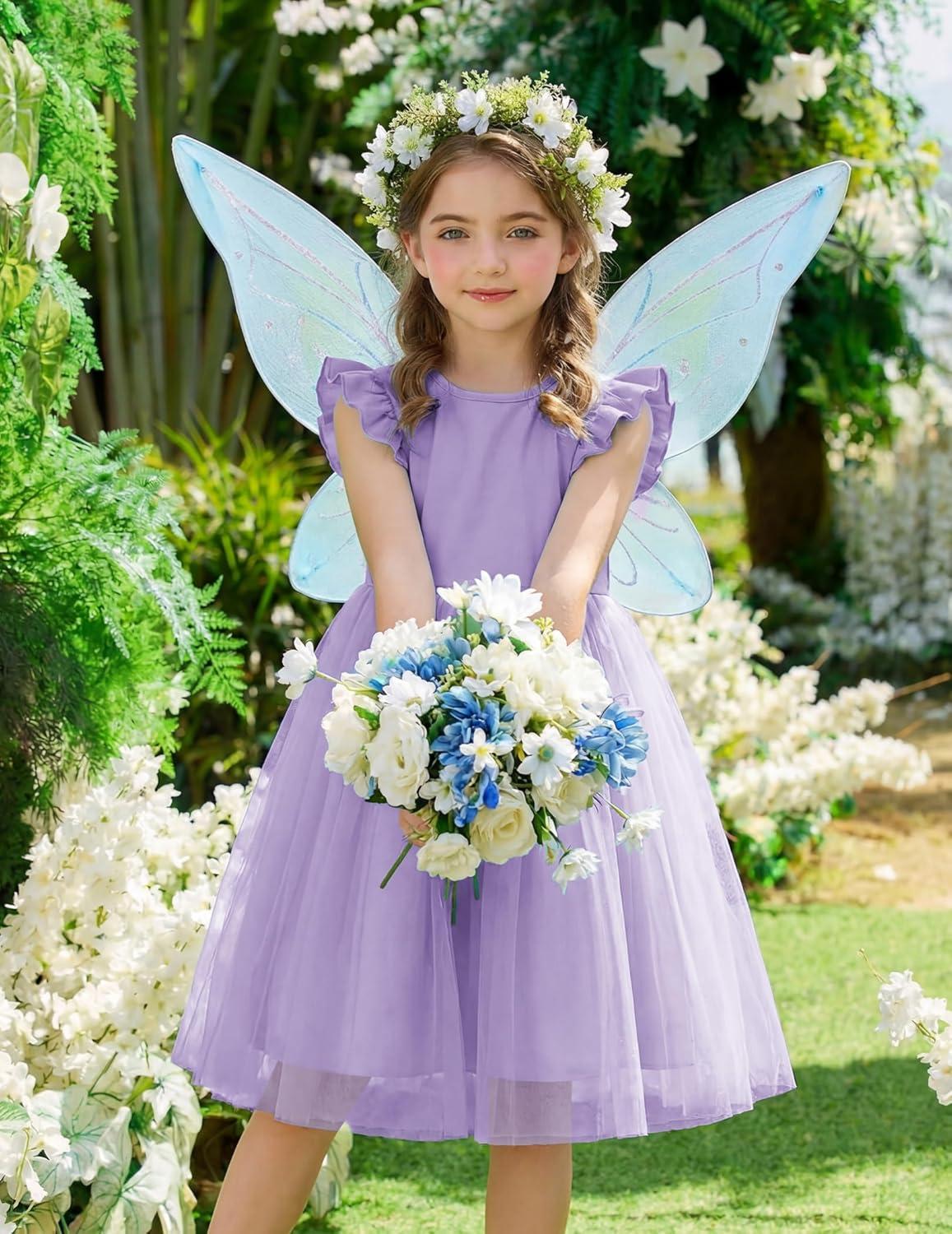 image:imageArshiner Toddler Flower Girl Dress VBack Bowknot Birthday Party Formal Ball Gown Prom Tulle DressesLavender