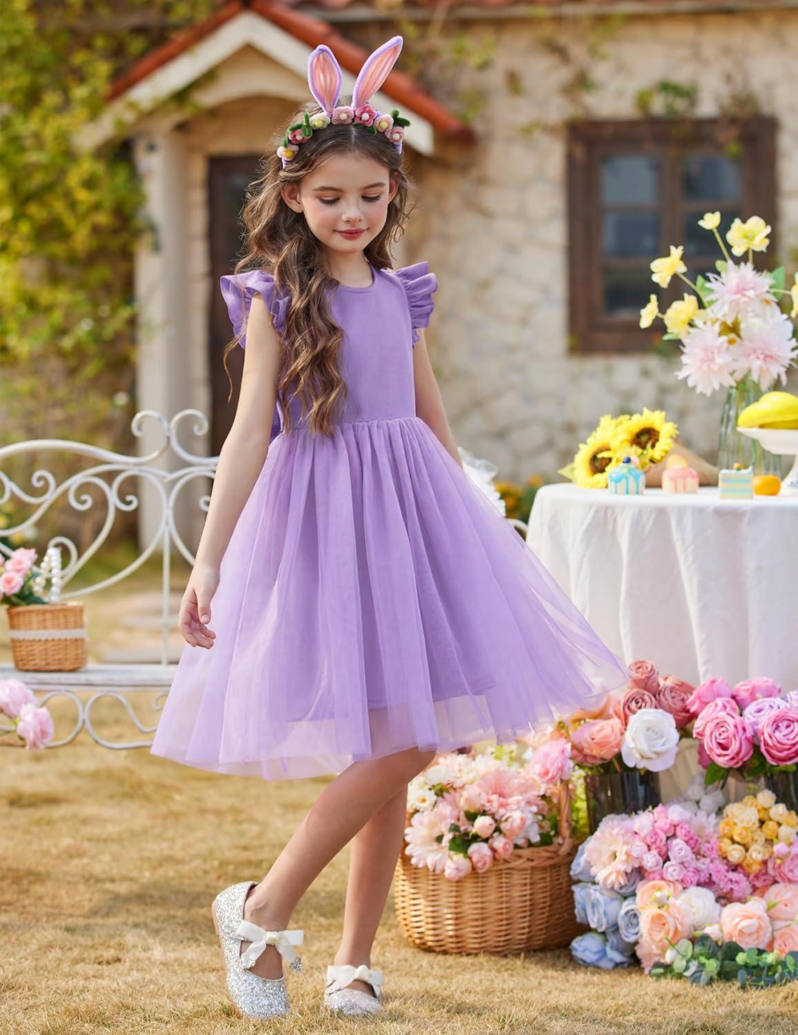 image:imageArshiner Toddler Flower Girl Dress VBack Bowknot Birthday Party Formal Ball Gown Prom Tulle DressesLavender